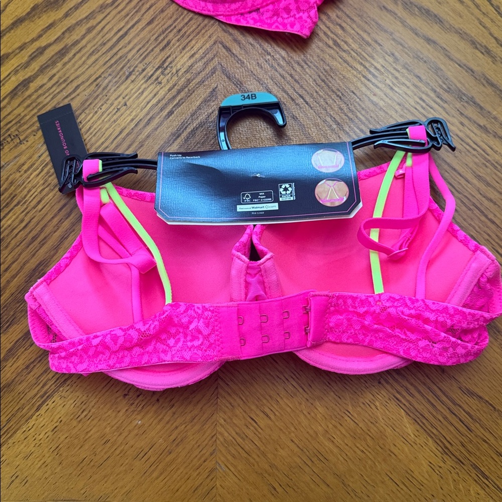 Set of 3 /No Boundaries Women's pink Lace Push Up Bras - Picture 5 of 8